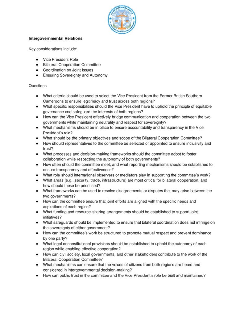 thumbnail of Intergovernmental Relations – Implementation Document & Questions