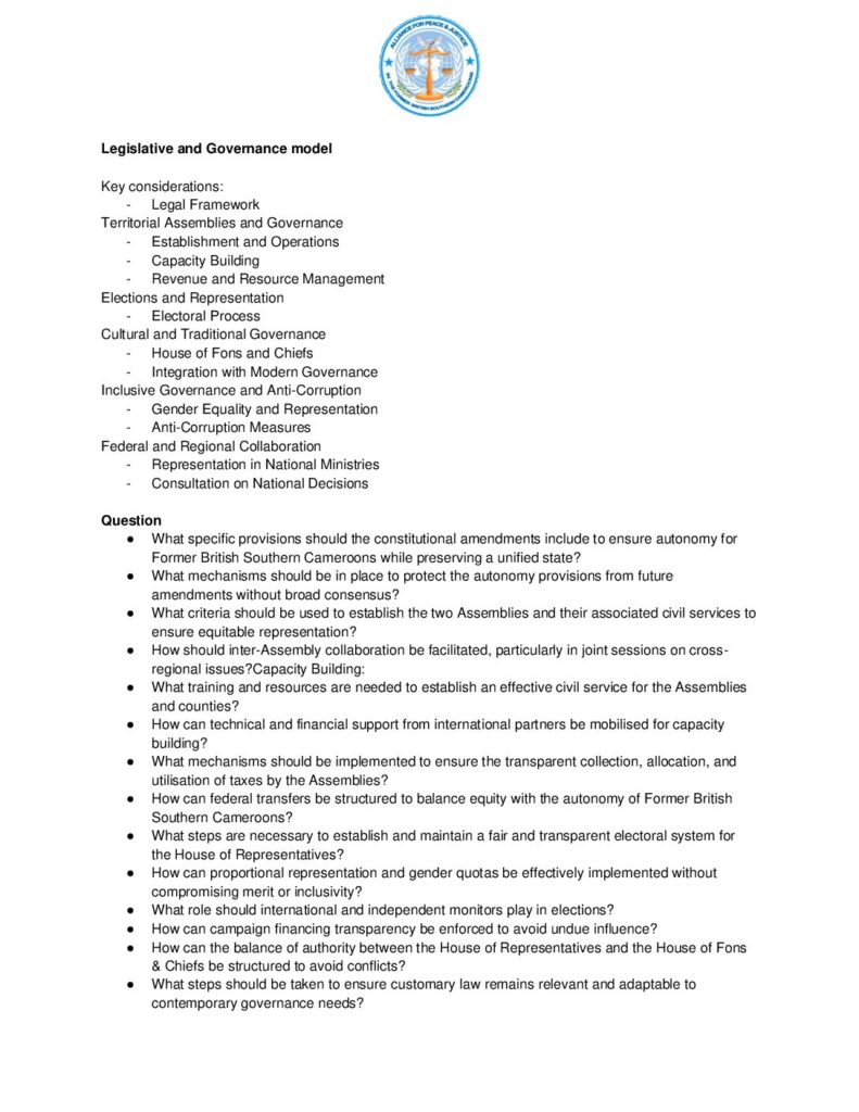 thumbnail of Legislative and Governance Model – Implementation Document & Questions